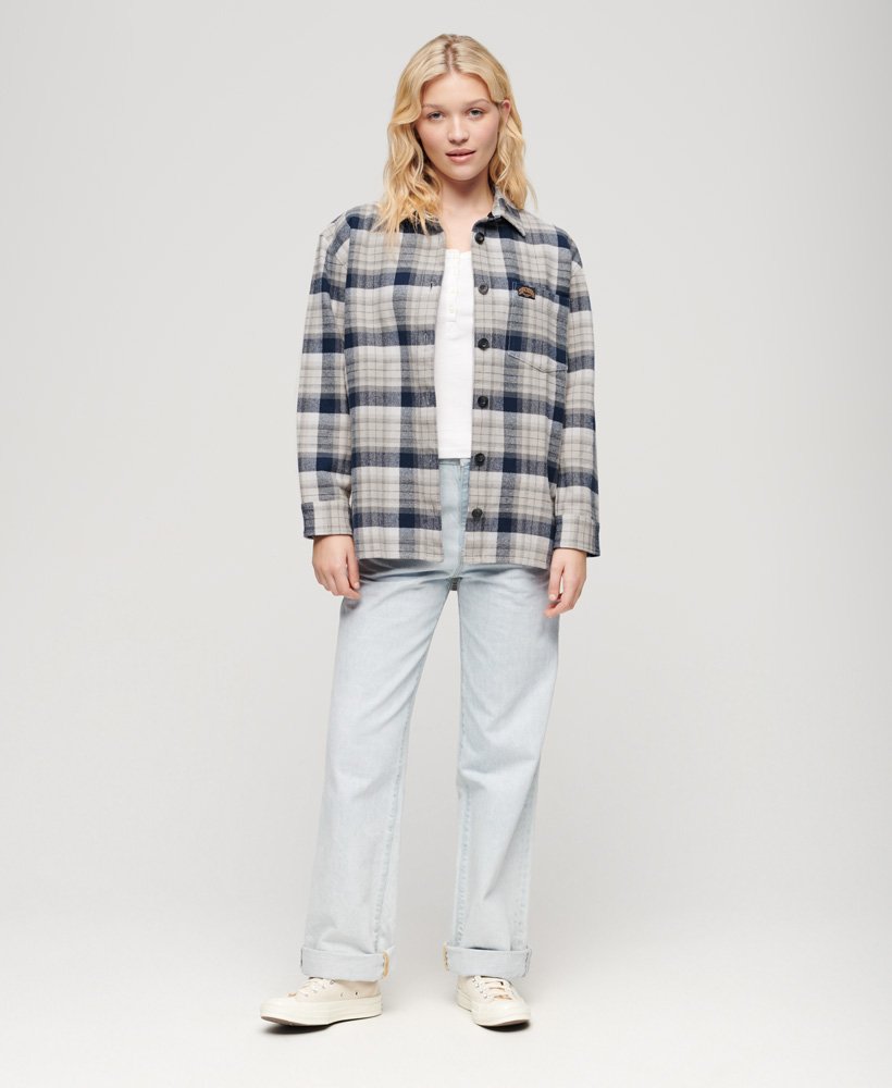 Superdry UK Check Flannel Overshirt - Womens Womens Tops