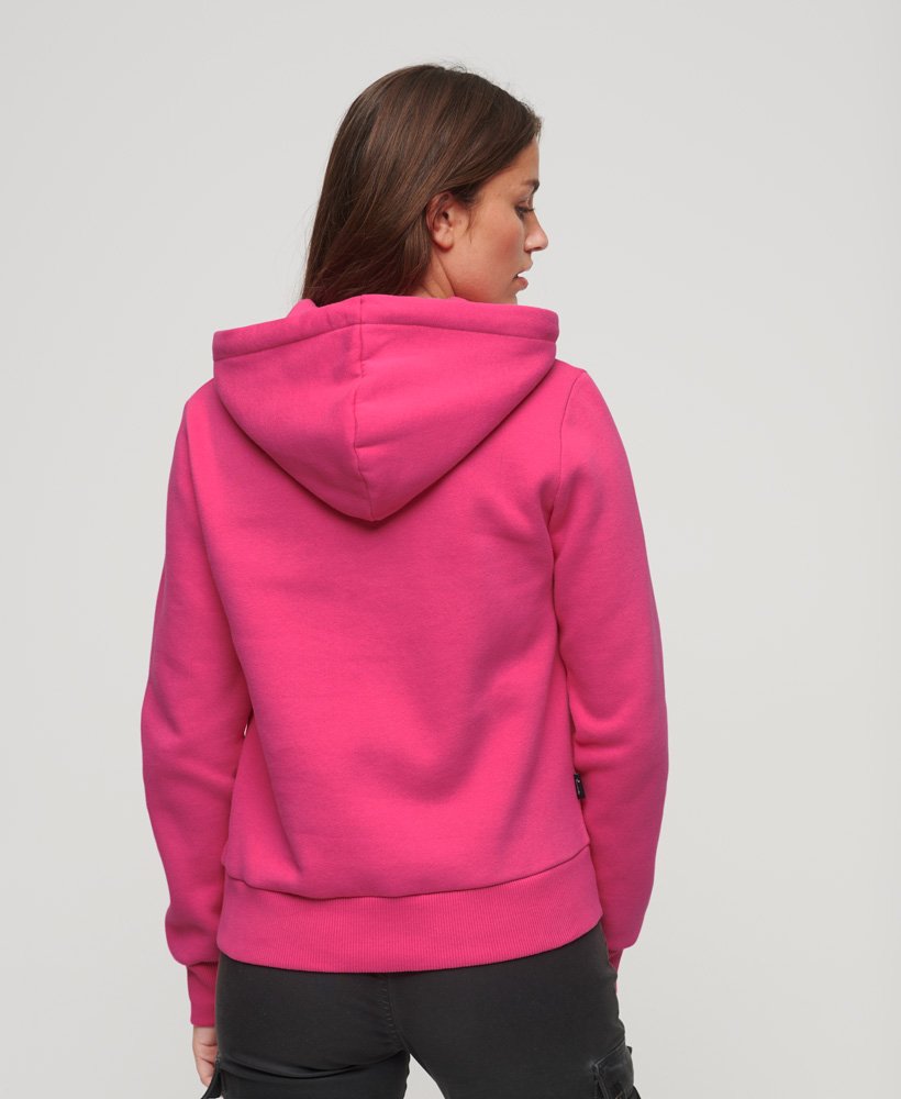 Womens - Tonal Embroidered Logo Hoodie in Raspberry Pink | Superdry UK