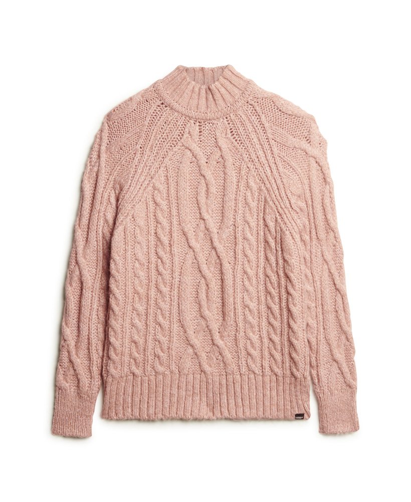 Tall Baby Pink Cable Knit Turtle Neck Sweater