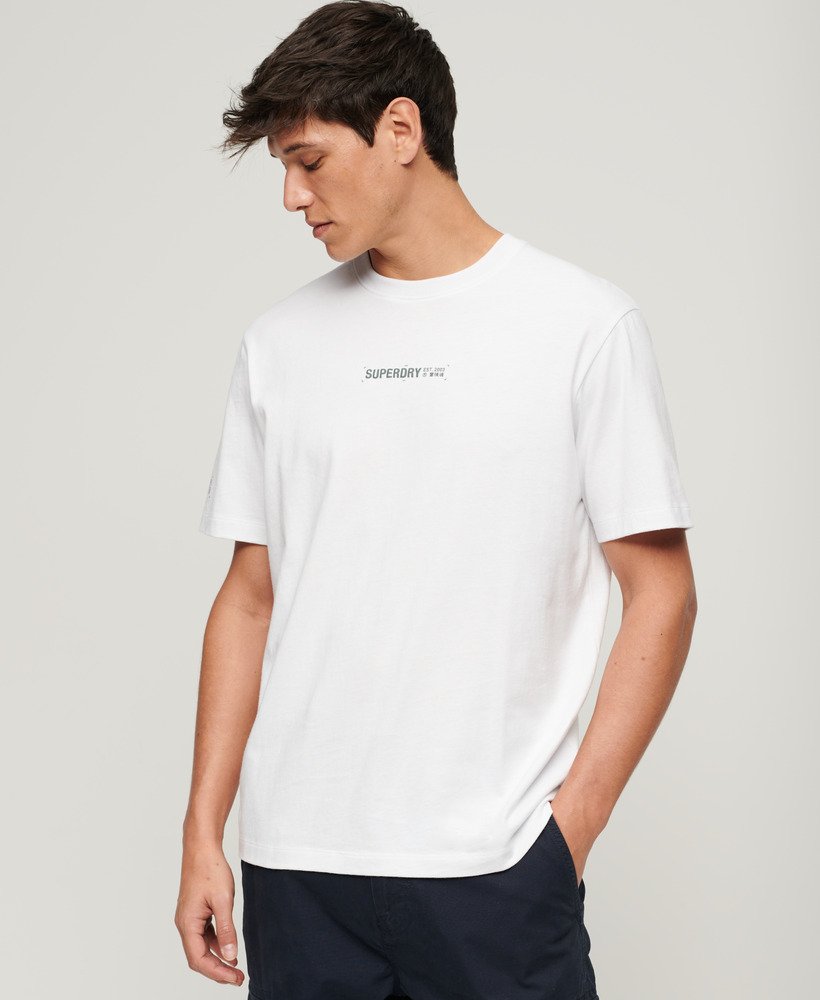 Men's Utility Sport Logo Loose Fit T-Shirt in Brilliant White | Superdry US