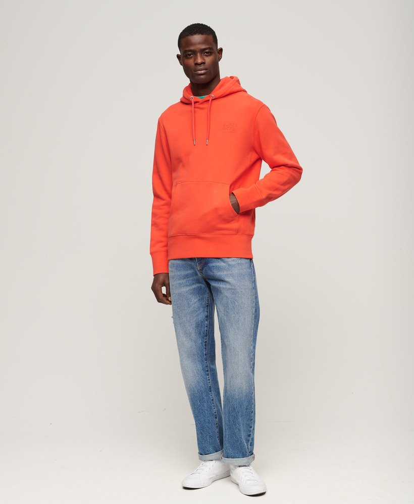 Mens - Sportswear Embossed Loose Fit Hoodie in Hot Coral | Superdry UK