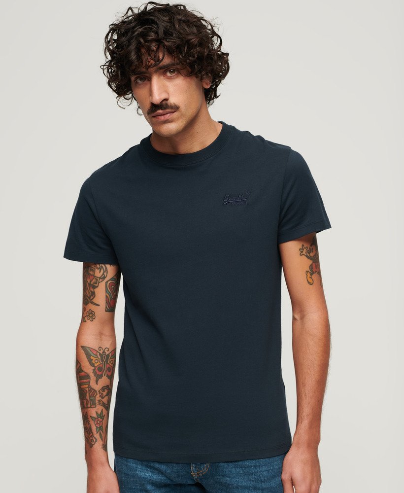 Mens - Organic Cotton Essential Logo T-Shirt in Eclipse Navy | Superdry UK