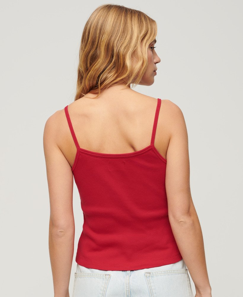 Womens - Athletic College Rib UK Top Red Carmine | Graphic Cami in Superdry