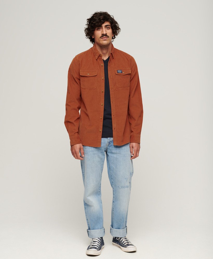 Men's - Trailsman Relaxed Fit Corduroy Shirt in Clay Orange | Superdry UK