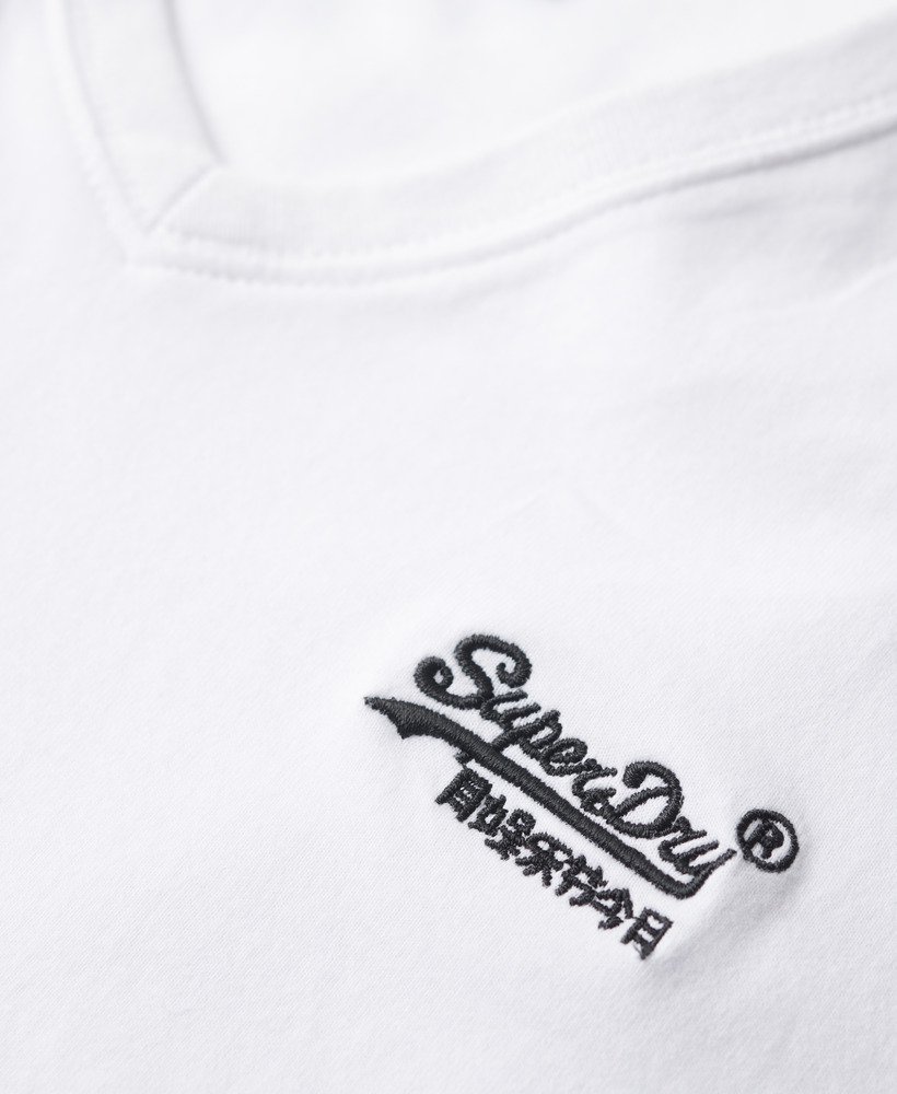 Mens - Organic Cotton Embroidered Logo V Neck T-Shirt in Optic ...