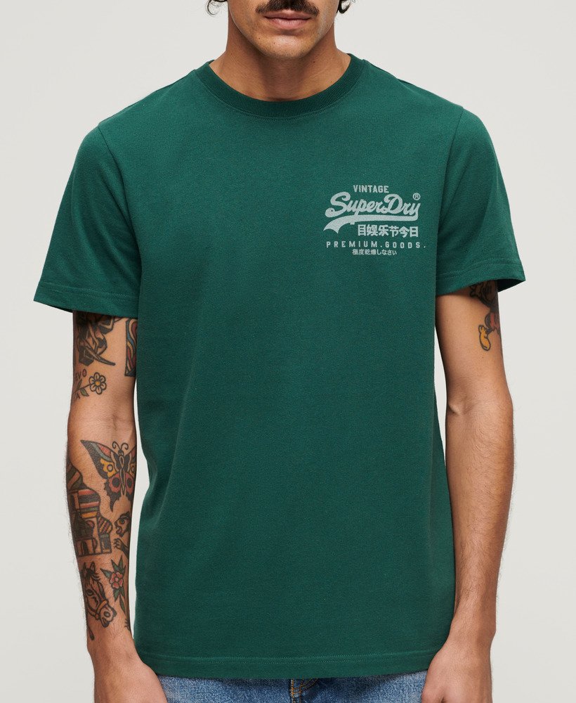 Logo | US Chest Men\'s T-Shirt Superdry Marl Heritage Vintage in Bengreen