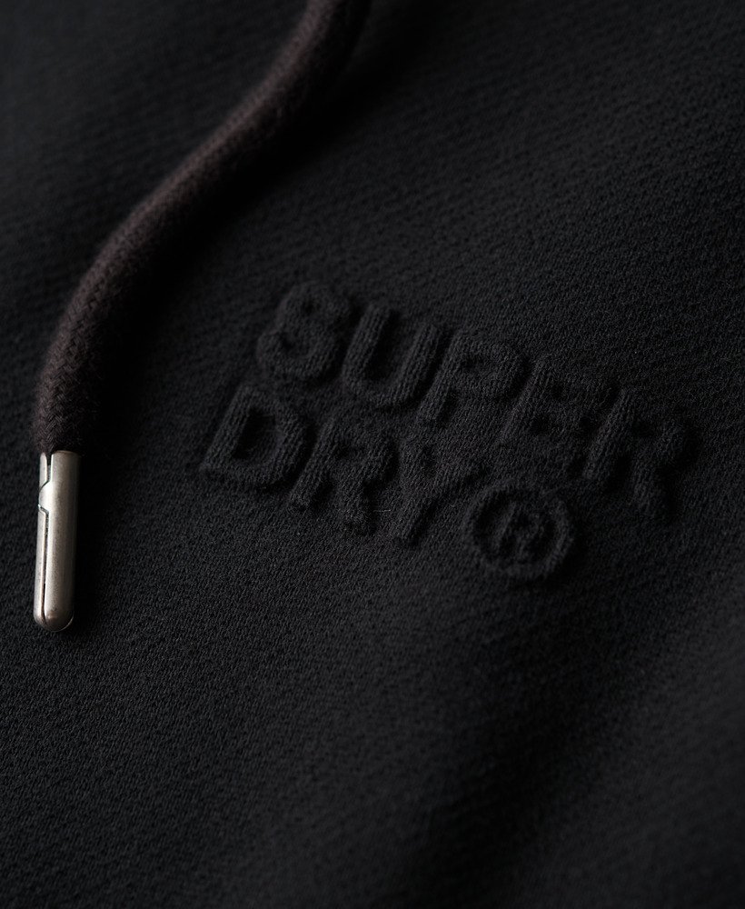 Mens Sportswear Embossed Loose Fit Hoodie in Black Superdry UK