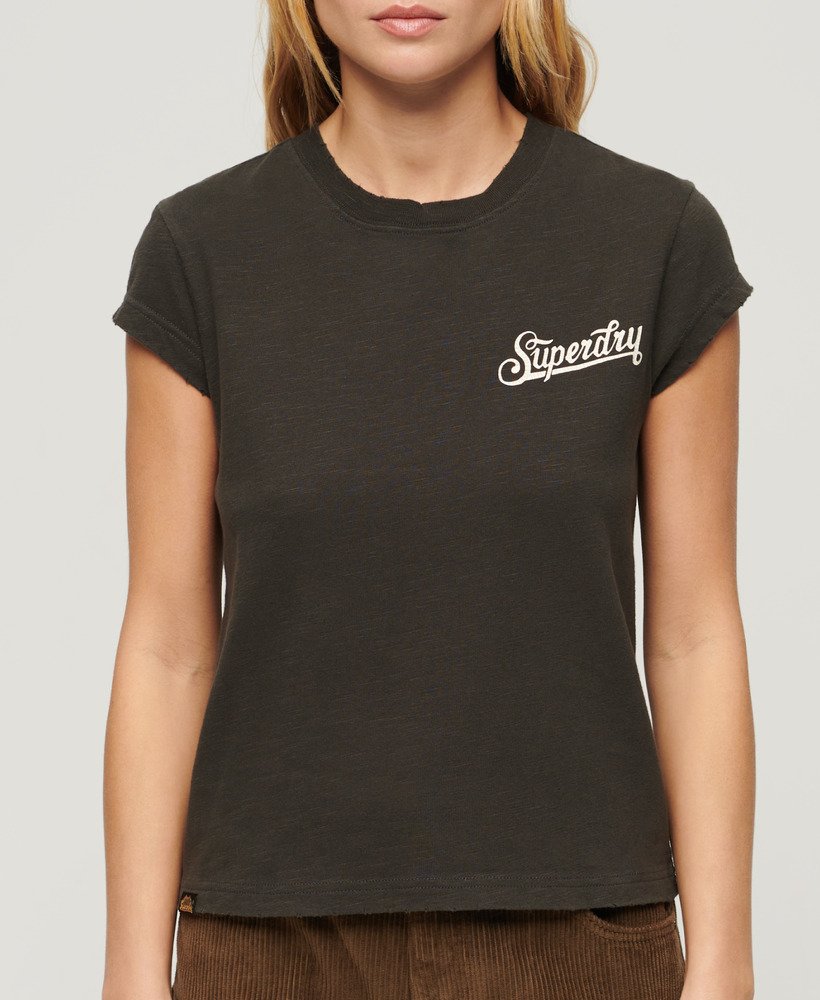 Womens - Retro Rocker Short Sleeve T Shirt in Winter Moss Dark Green