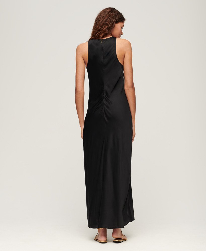 Womens Satin Racer Midi Dress in Black Superdry UK