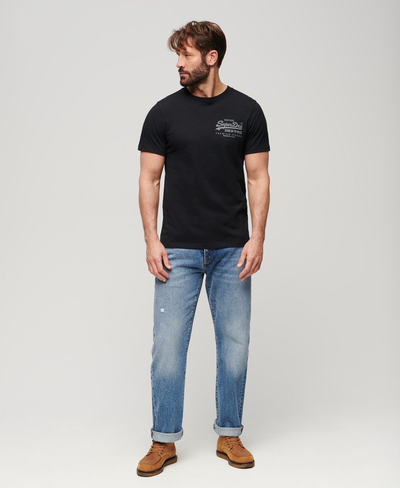 Men\'s Vintage Logo Heritage Chest | Superdry T-Shirt Black Nero Marl US in