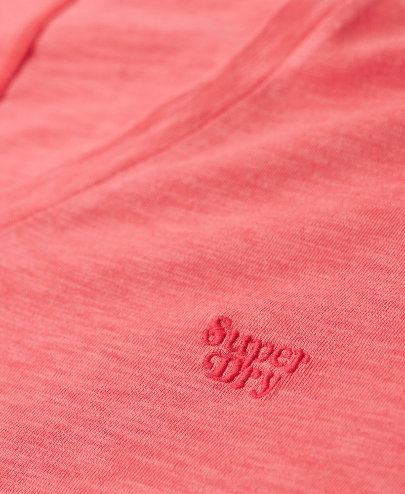 Women\'s Slub Embroidered V-Neck in T-Shirt Coral US Superdry Spiced 