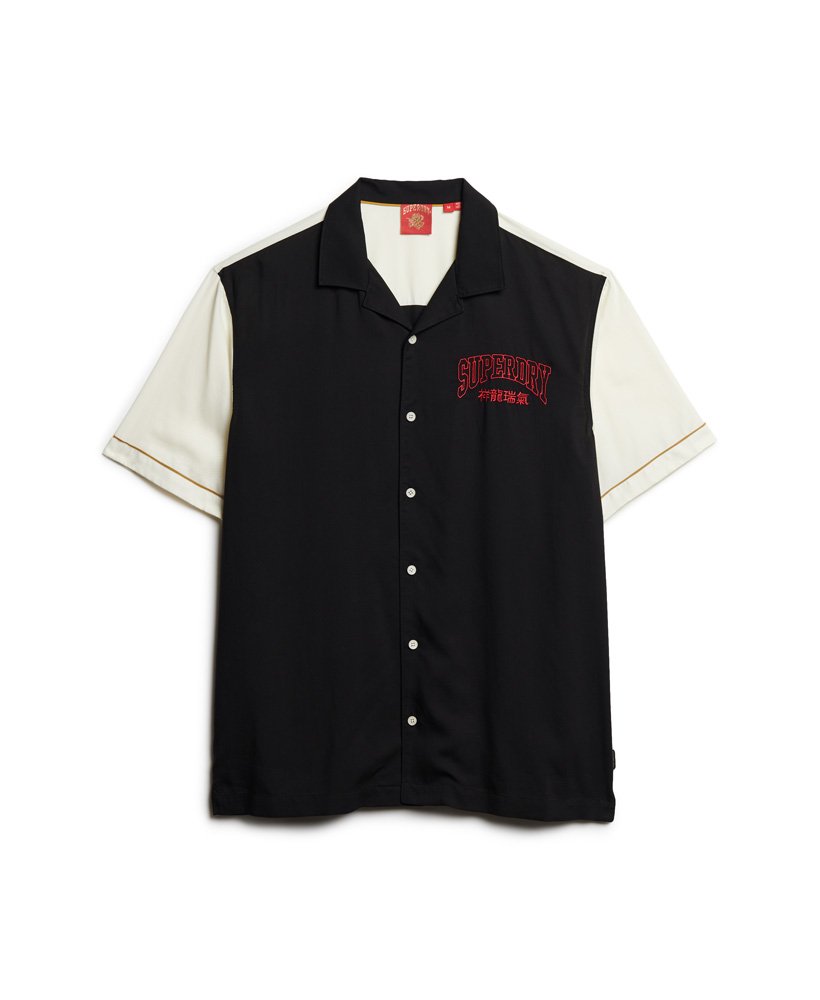 Men's - Chinese New Year Bowling Shirt in Jet Black | Superdry UK