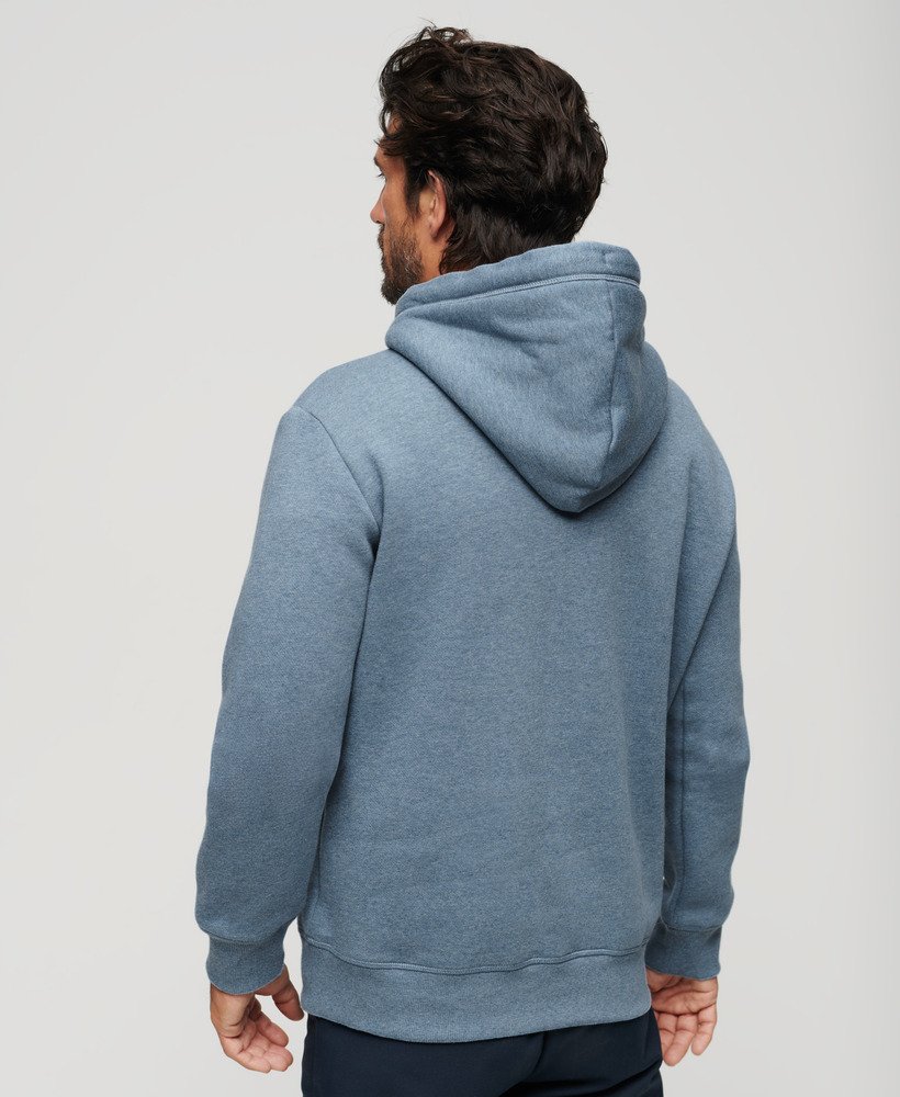 Mens - Essential Logo Hoodie in Bluestone Blue Marl | Superdry UK