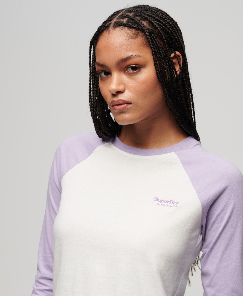 Womens Essential Logo Long Sleeve Baseball Top in Light Lavender