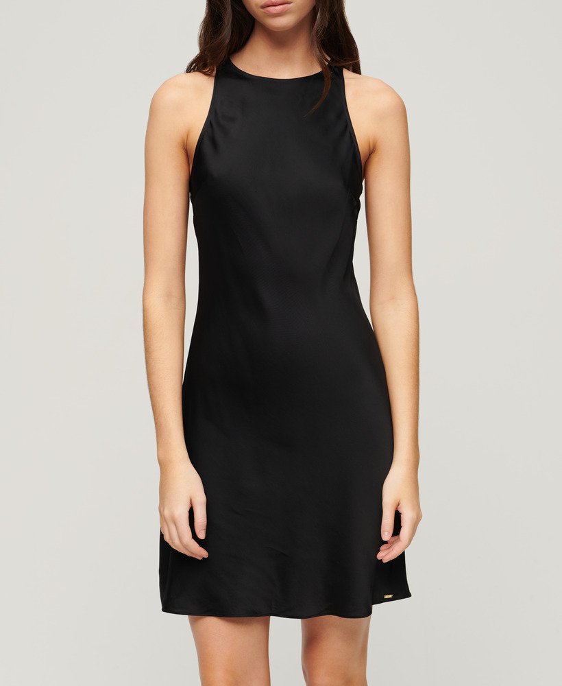 Womens Satin Racer Mini Dress In Black Superdry Uk