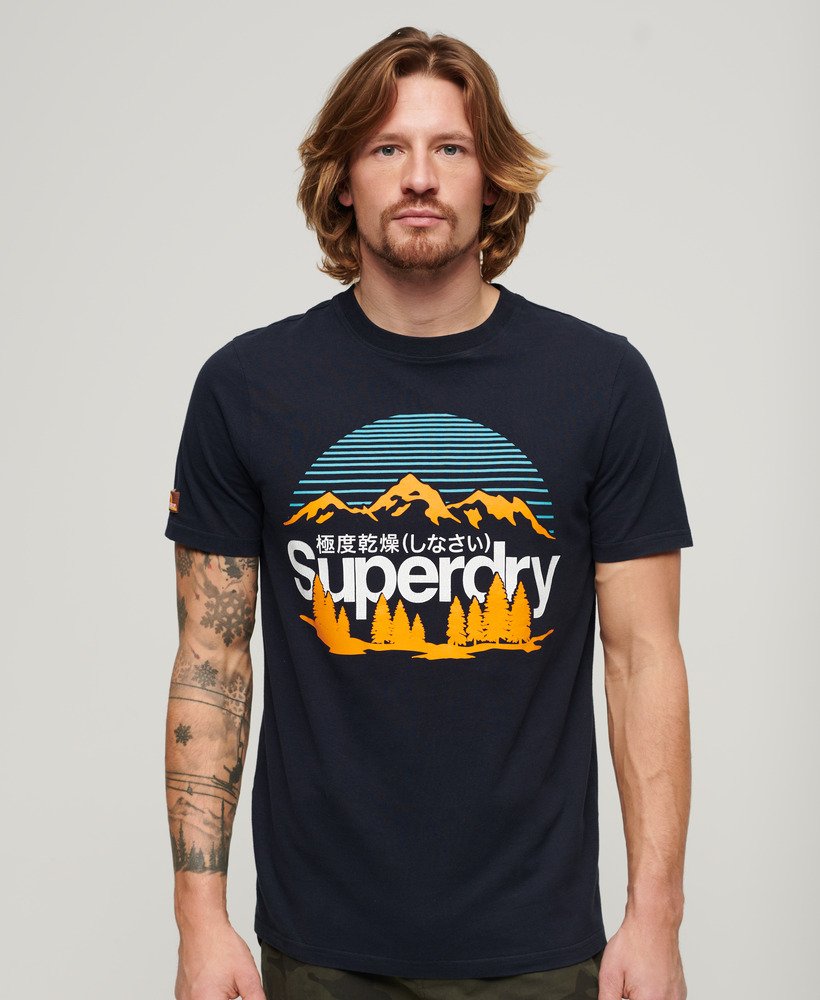 Men\'s Great Outdoors T-Shirt Navy US Eclipse Superdry Graphic in 