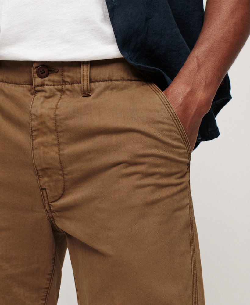 Men's Officer Chino Shorts in Tobacco Brown Superdry UK