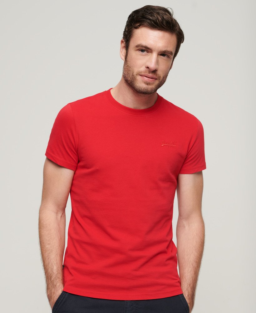 Mens - Organic Cotton Essential Logo T-Shirt in Rouge Red | Superdry UK