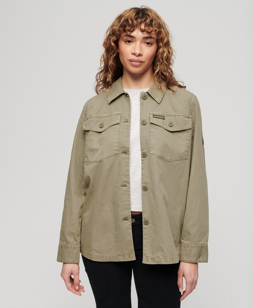 Womens - Military Overshirt in Dark Sage Green | Superdry UK