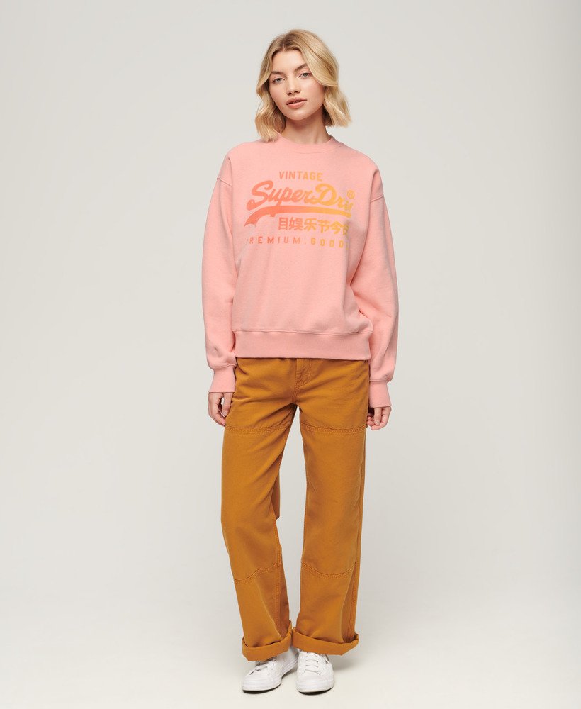 Womens - Tonal Loose Sweatshirt in Peach Pink Marl | Superdry UK