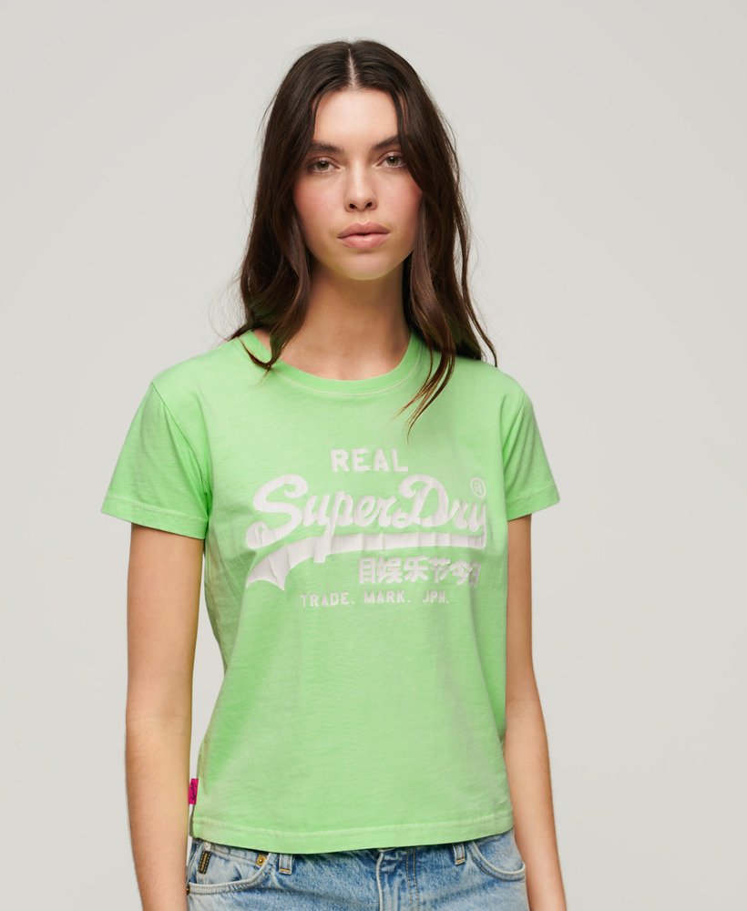 Womens - Neon Graphic Fitted T-Shirt in Neo Mint Green | Superdry UK