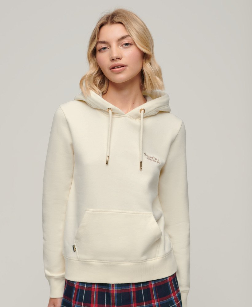 Womens - Essential Logo Hoodie in Off White | Superdry UK