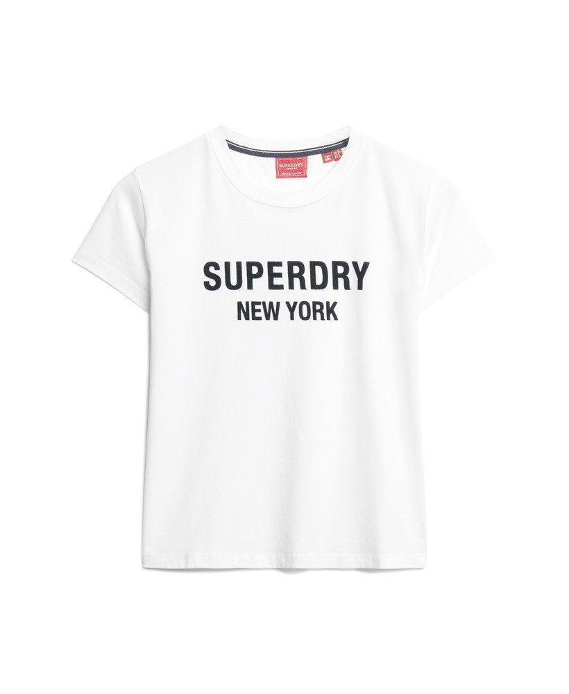 Women\'s Sport Luxe Logo Fitted US in White/black T-Shirt Cropped | Brilliant Superdry