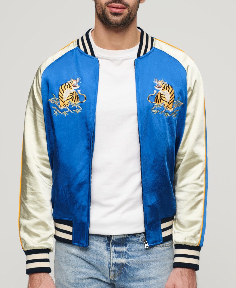 Blue and 2025 gold bomber jacket