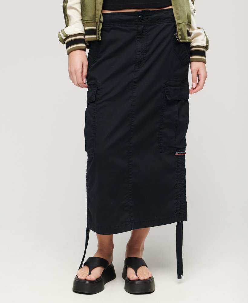 Womens - Cargo Midi Skirt in Washed Black | Superdry UK