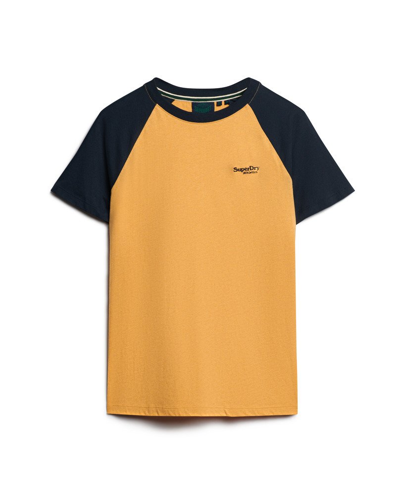 Men's Organic Cotton Essential Logo Baseball T-Shirt in Stone Blue Marl/eclipse  Navy