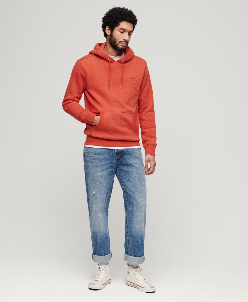 Men's - Essential Logo Hoodie in Bright Orange Marl | Superdry IE
