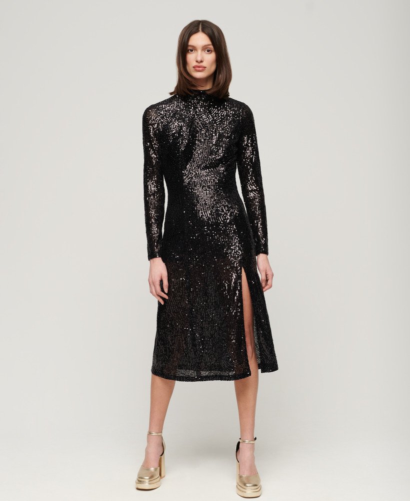 Superdry UK Backless Sequin Midi Dress - Womens Sale Womens View-all