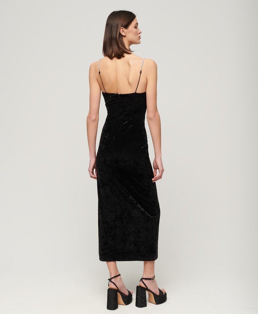 Womens - Diamonte Velvet Maxi Dress in Black | Superdry UK