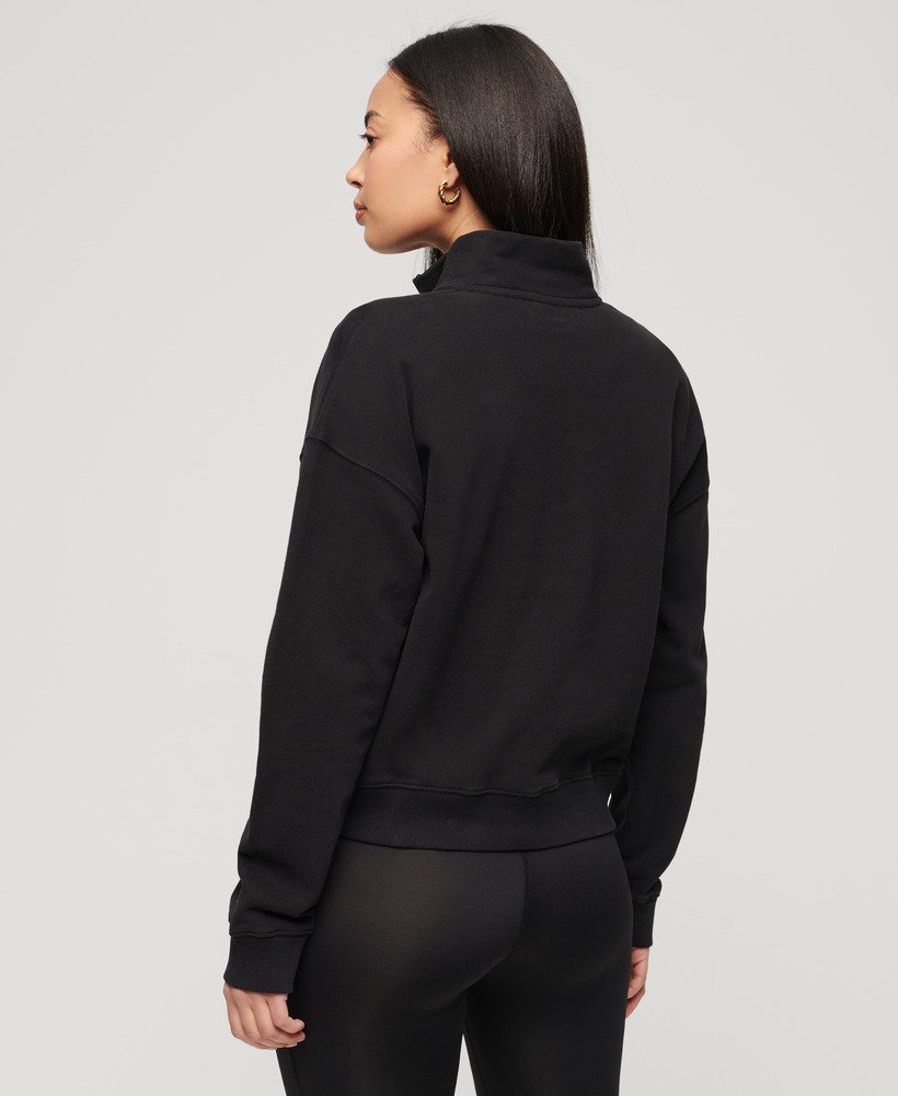 Womens - Sportswear Logo Boxy Half Zip Sweatshirt in Black | Superdry UK