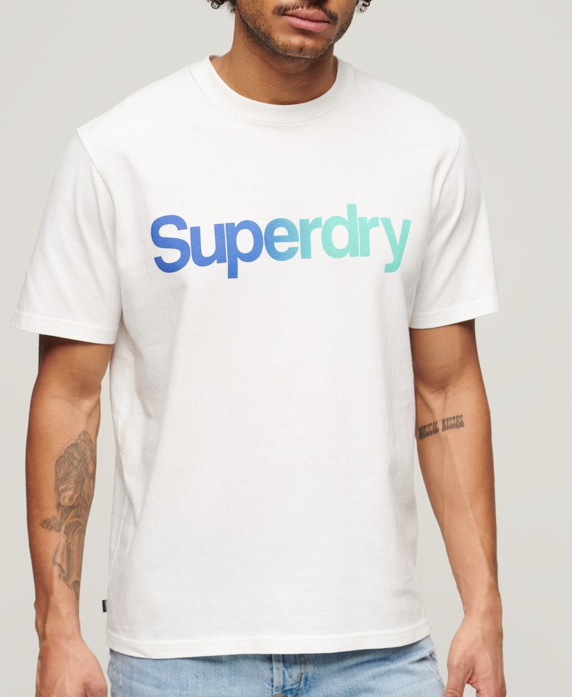Mens - Core Logo Loose T-Shirt in Brilliant White Fade | Superdry UK