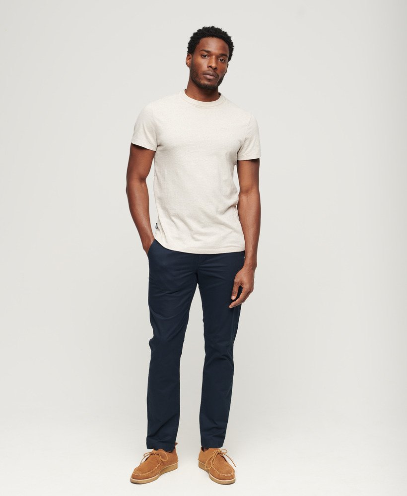 Mens - Slim Tapered Stretch Chino Trousers in Eclipse Navy | Superdry UK