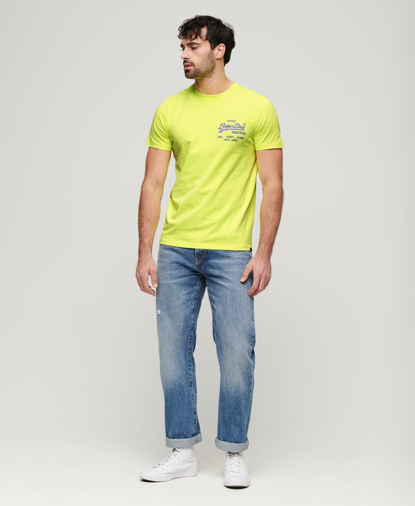 Mens - Neon Vintage Logo T-Shirt in Neon Yellow | Superdry UK