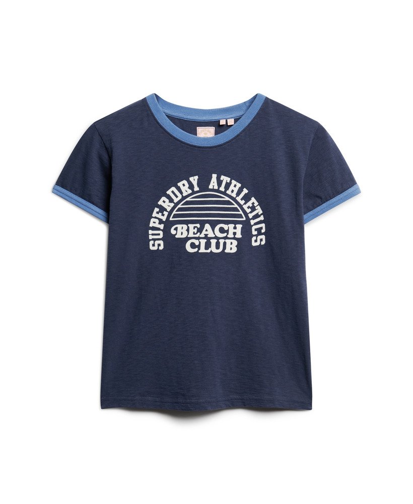 Womens - Athletic Essentials Beach Graphic Ringer T-Shirt in Richest ...