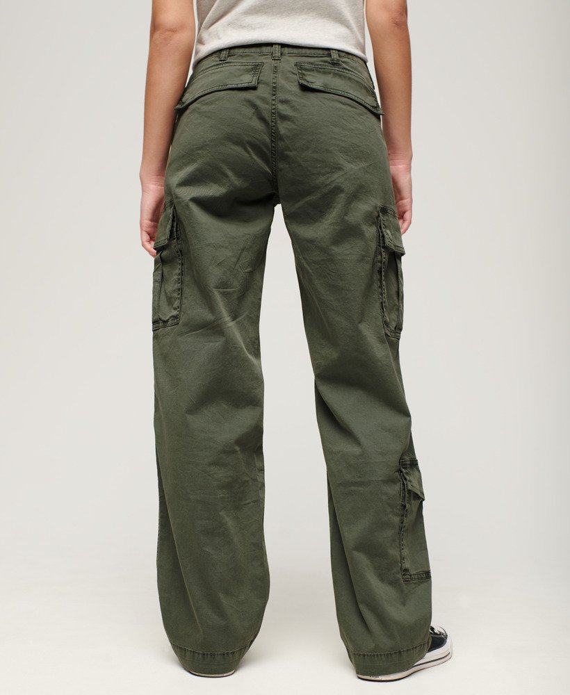 Womens - Low Rise Straight Cargo Pants in Thyme Green | Superdry UK
