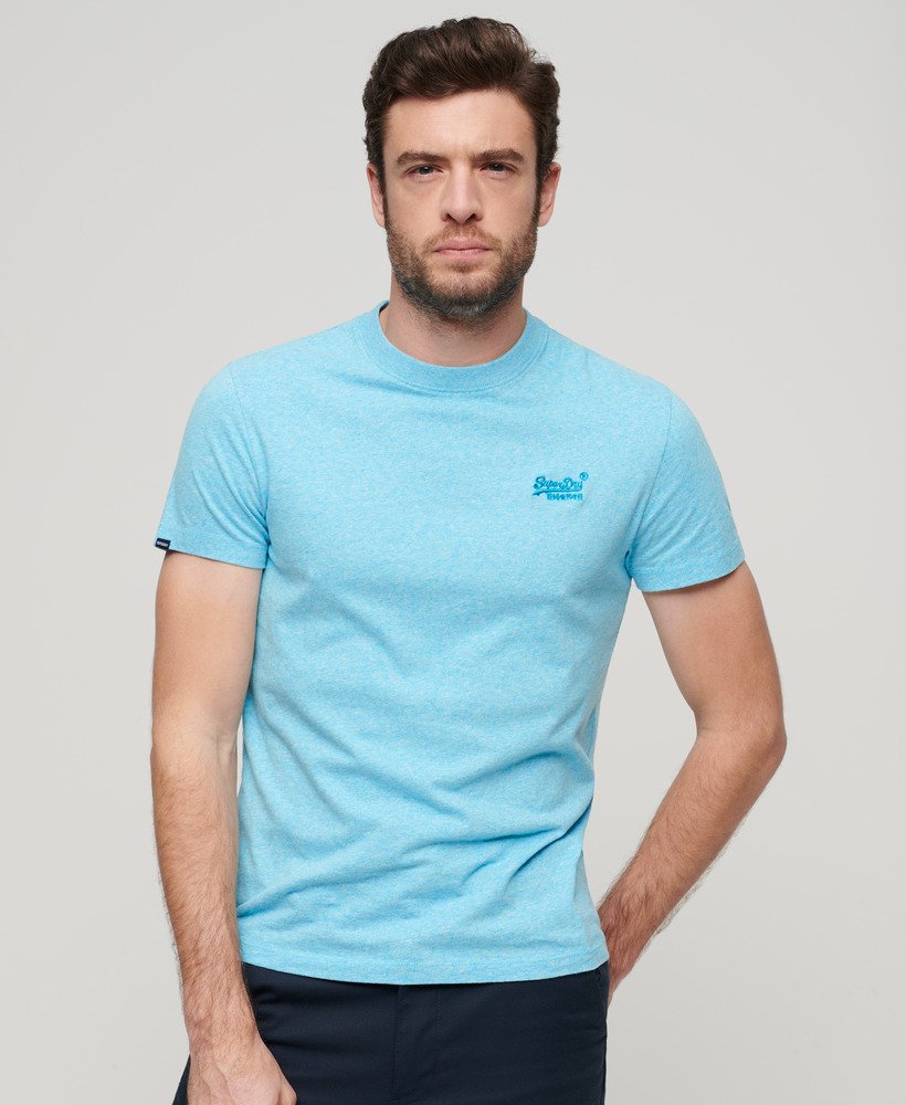 Herren - Essential T-Shirt aus Bio-Baumwolle mit Logo Meerestürkis  Gesprenkelt | Superdry DE