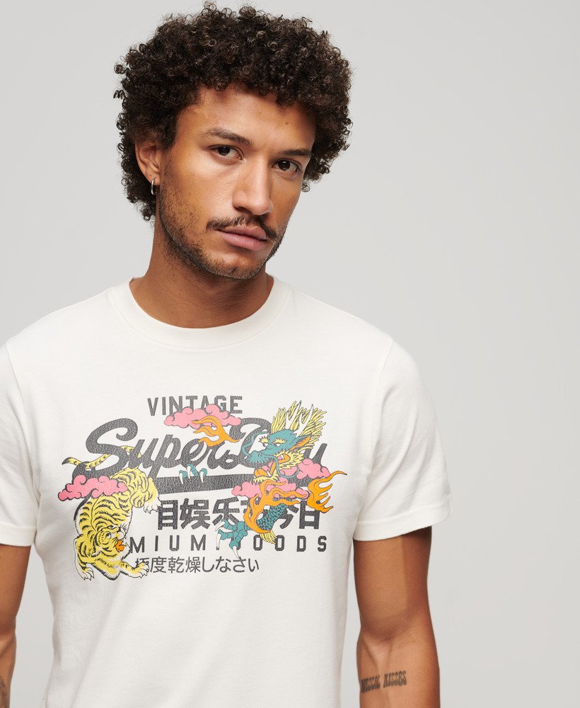 Men's Sale Japanese Graphic Logo T-Shirt in Off White | Superdry UK