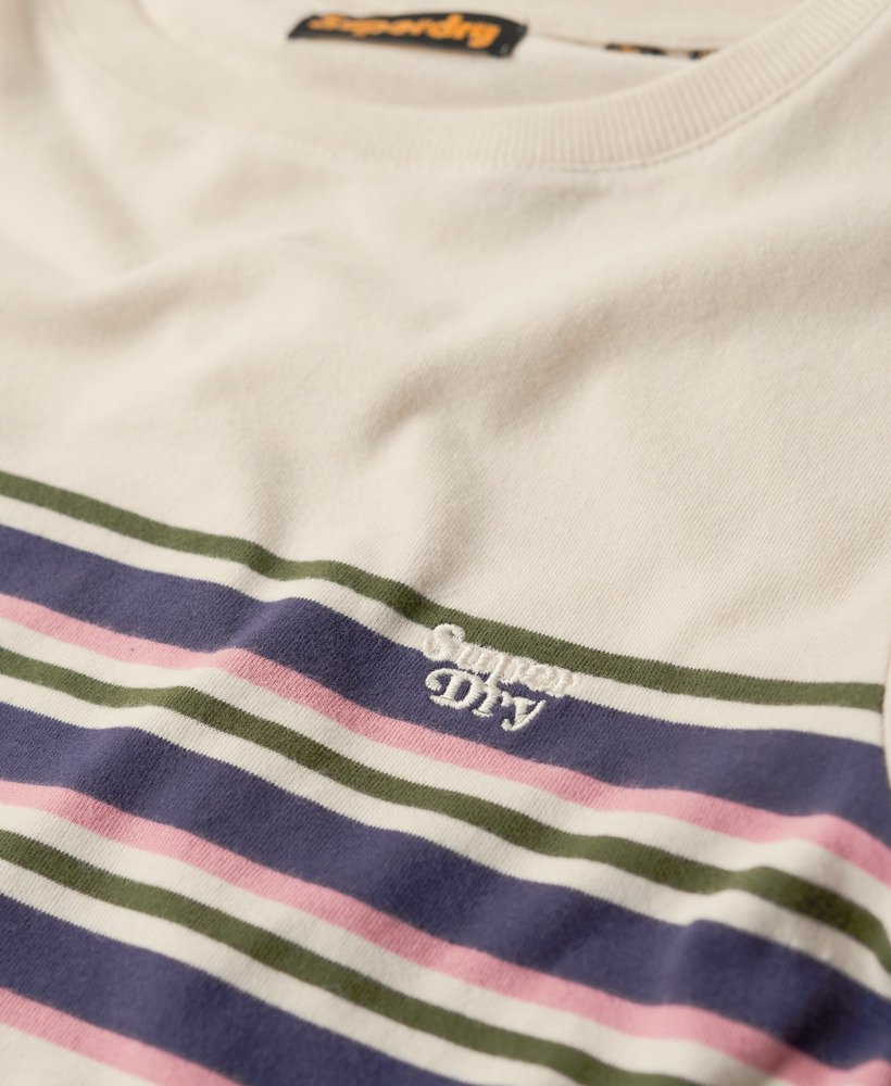 Womens - Vintage Stripe Crop T-Shirt in Oatmeal Stripe | Superdry UK
