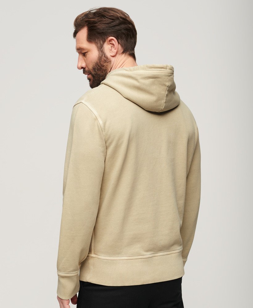 Mens - Contrast Stitch Relaxed Hoodie in Washed Pelican Beige | Superdry UK