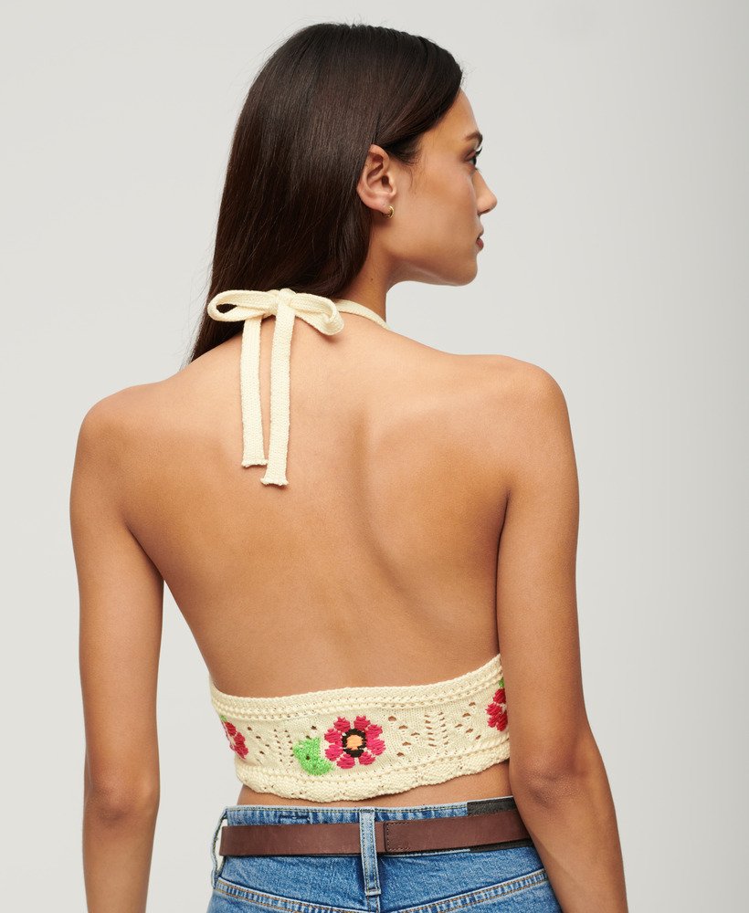 Women's - Crochet Flower Bralette in Buttercream | Superdry IE