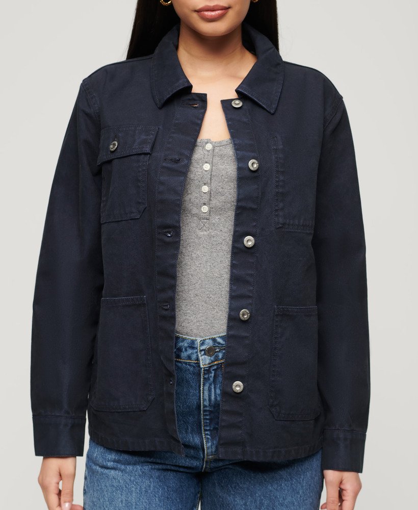 Womens - Canvas Chore Jacket in Eclipse Navy | Superdry UK