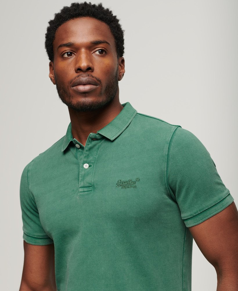 Mens - Destroyed Polo Shirt in Light Fern Green | Superdry UK