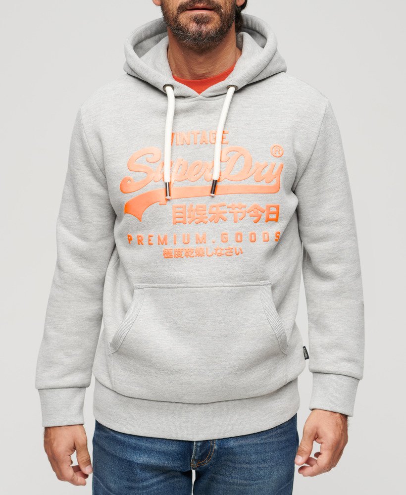 Mens - Neon Hoodie in Athletic Grey Marl | Superdry UK