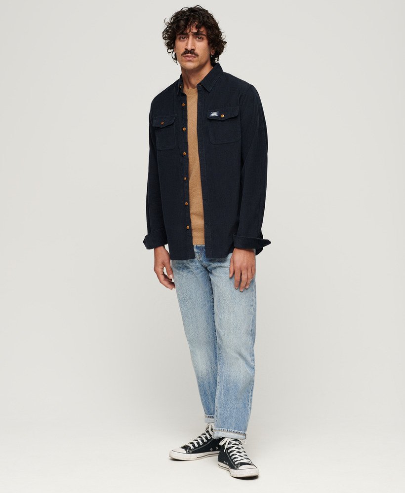 Men's - Trailsman Relaxed Fit Corduroy Shirt in Eclipse Navy | Superdry UK
