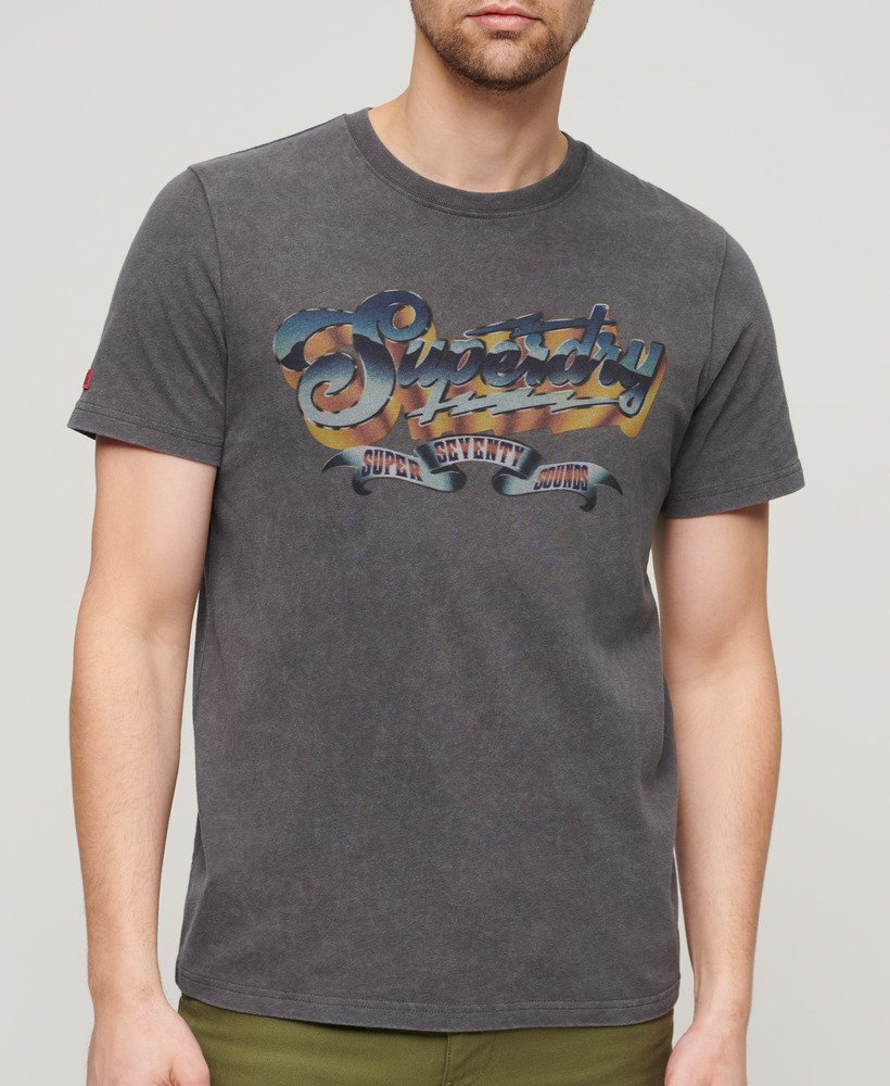 Mens - Rock Graphic Band T-Shirt in Charcoal Grey | Superdry UK