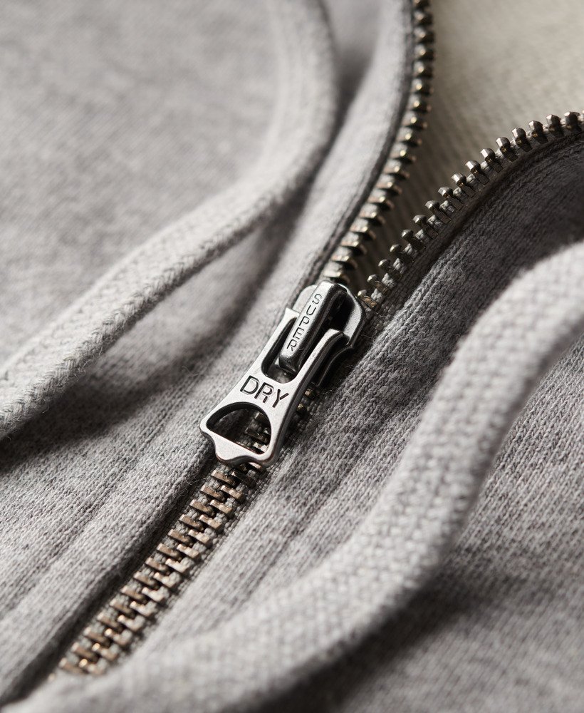 Mens - Contrast Stitch Relaxed Zip Hoodie in Washed College Grey Marl ...